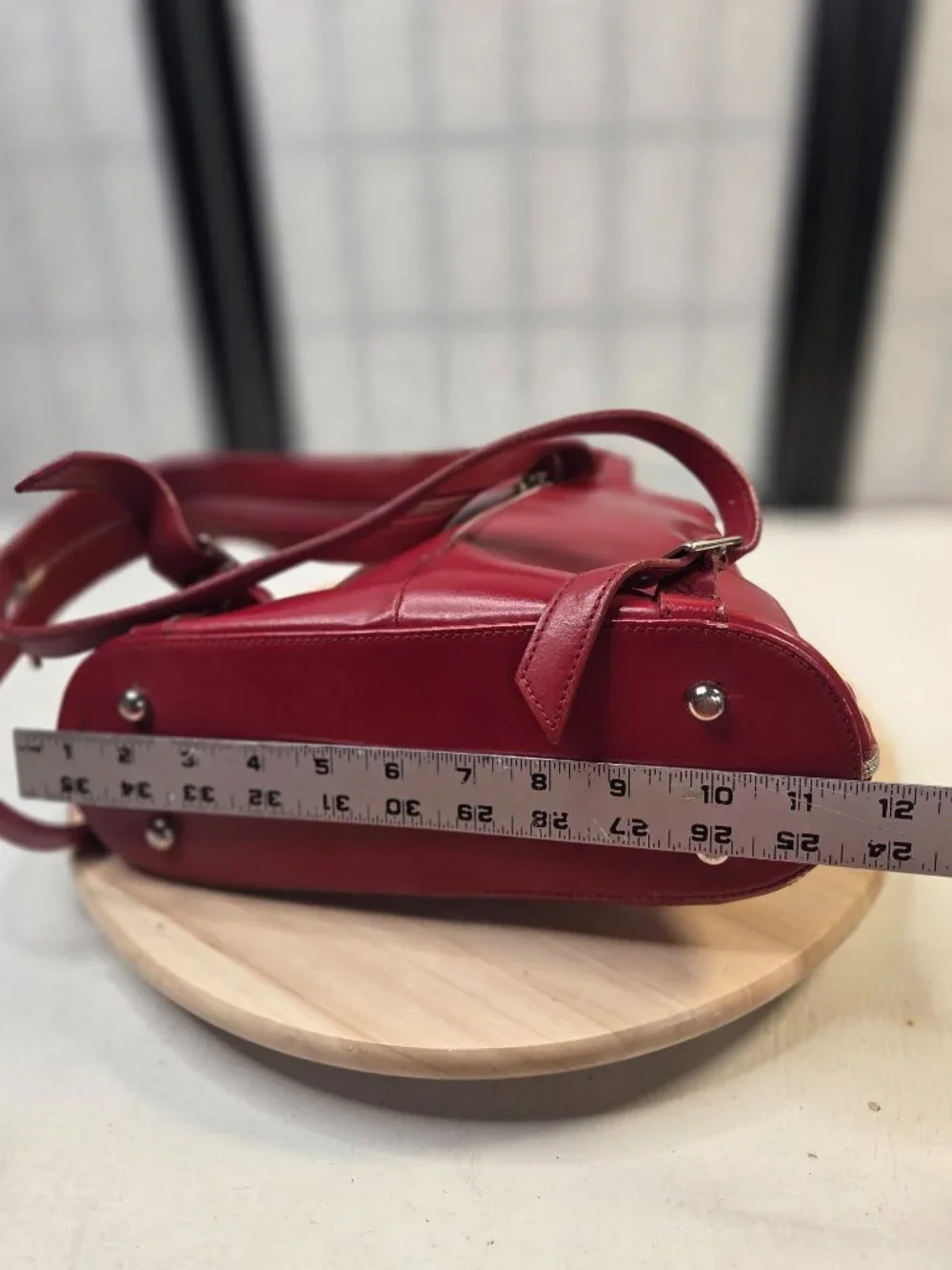 Wilson Leather Pelle Studio 90's Red Leather Sling Backpack Purse Women Medium